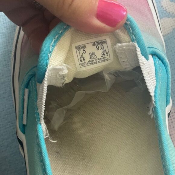 VANS Rainbow Cotton Slip On Sneakers Sz 7.5 - Picture 6 of 10